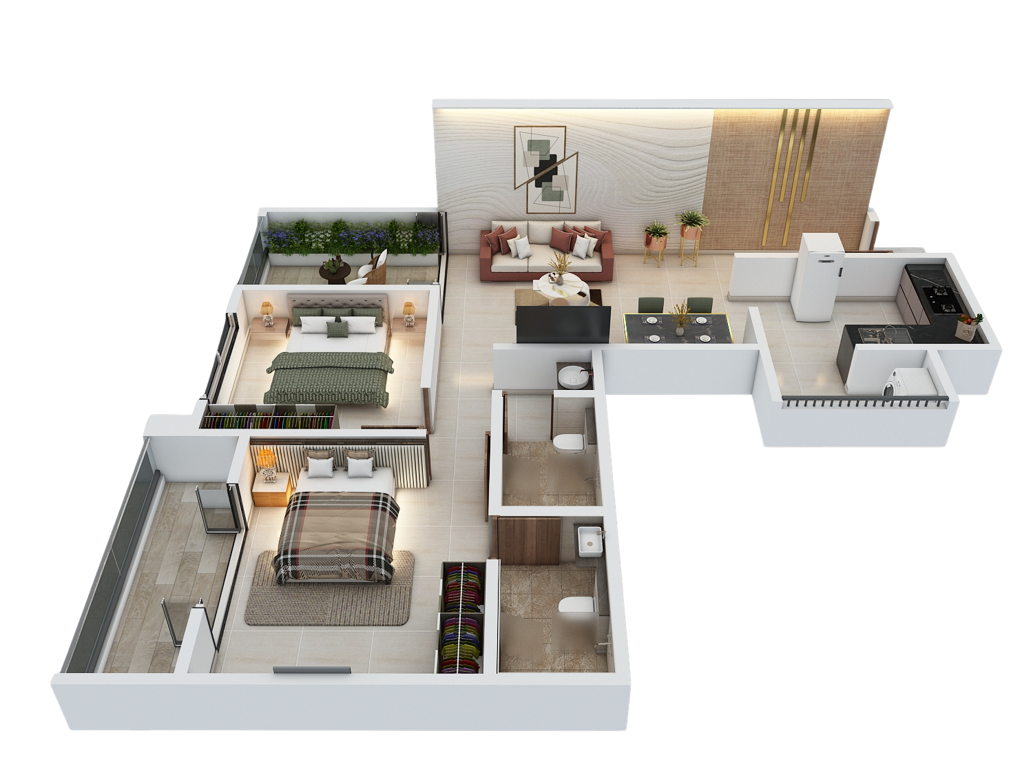 2 BHK Luxury Floor Plan